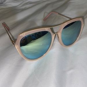 Pink & gold framed fashion reflective sunglasses